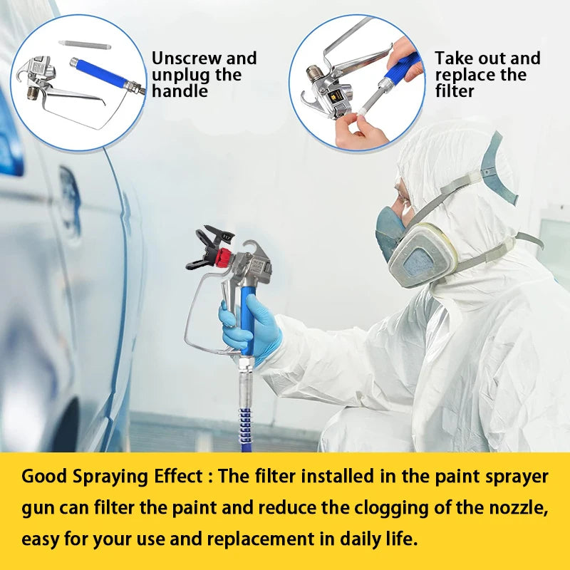 Kit de Pistola de Pintura Sem Ar com 3 Bicos, Cabo de Extensão de 10 Polegadas, Acessório Guia de Pulverização, Filtros para Pintura de Paredes