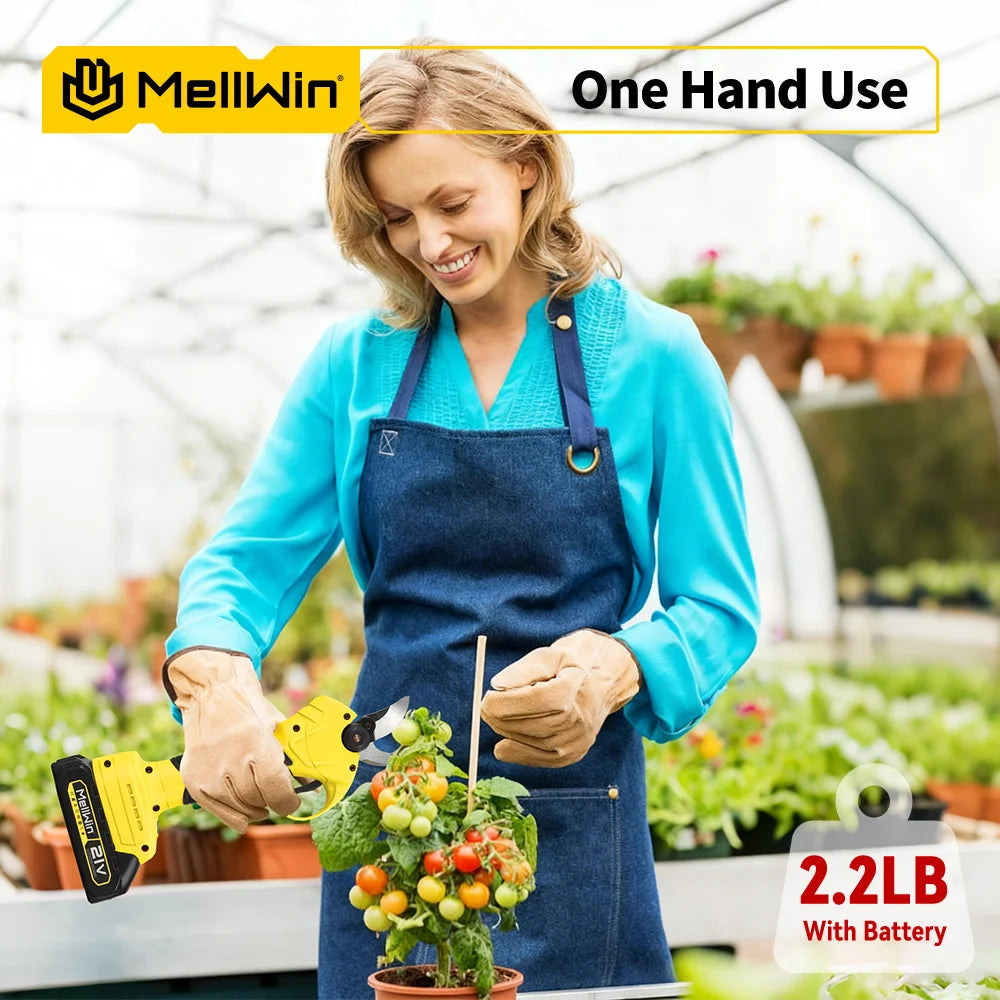 Mellwin 30mm tesouras de poda elétricas sem escova sem fio cortador de galhos de árvores frutíferas tesoura de jardim para makita 18v bateria pino