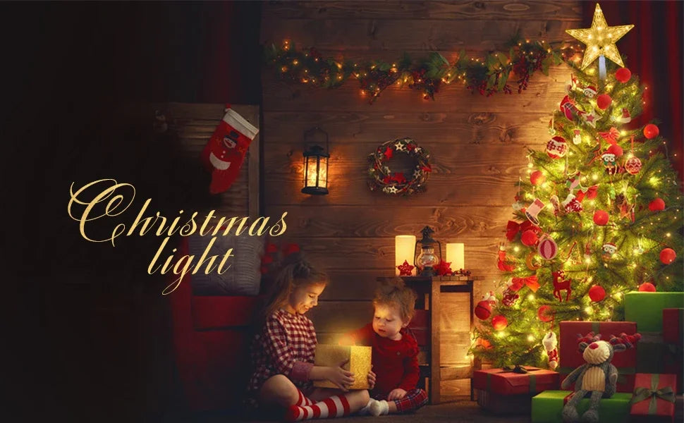 Estrela de topo para árvore de Natal, luminária estrela brilhante, decoração de Natal, artigos para festas em casa, enfeite de Natal, presente.