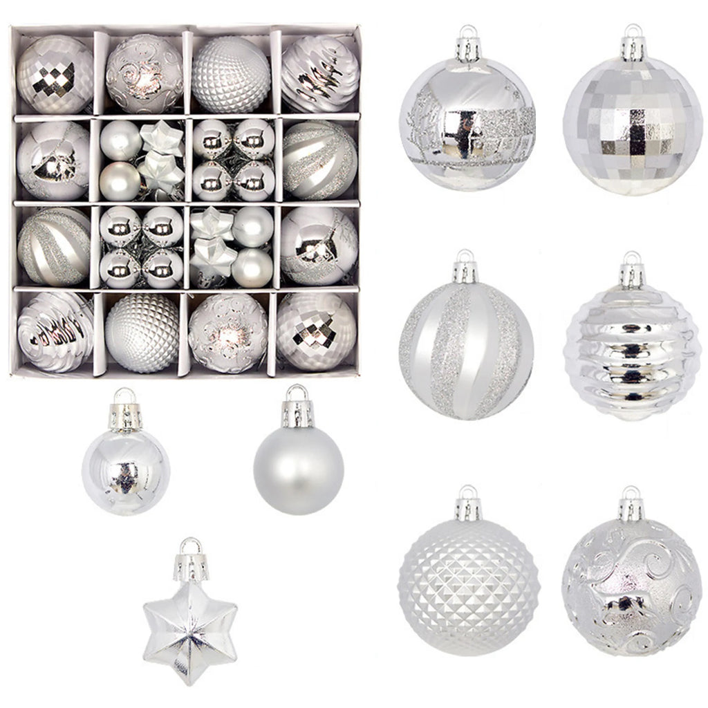 Bola de natal ornamento caixa de presente conjunto sortido azul branco floco de neve rena padrão design feriado festivo árvore pendurado decoração