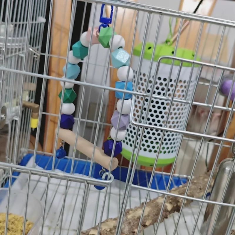 Brinquedos de balanço para pássaros de estimação, suporte de balanço de madeira para papagaio, suprimentos para animais de estimação, balanço colorido aleatório