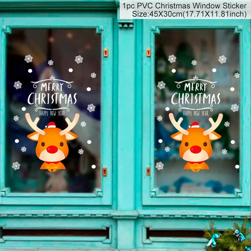 Adesivo de janela de natal, decorações de feliz natal para casa 2024, ornamento de natal, presentes de natal, ano novo 2025