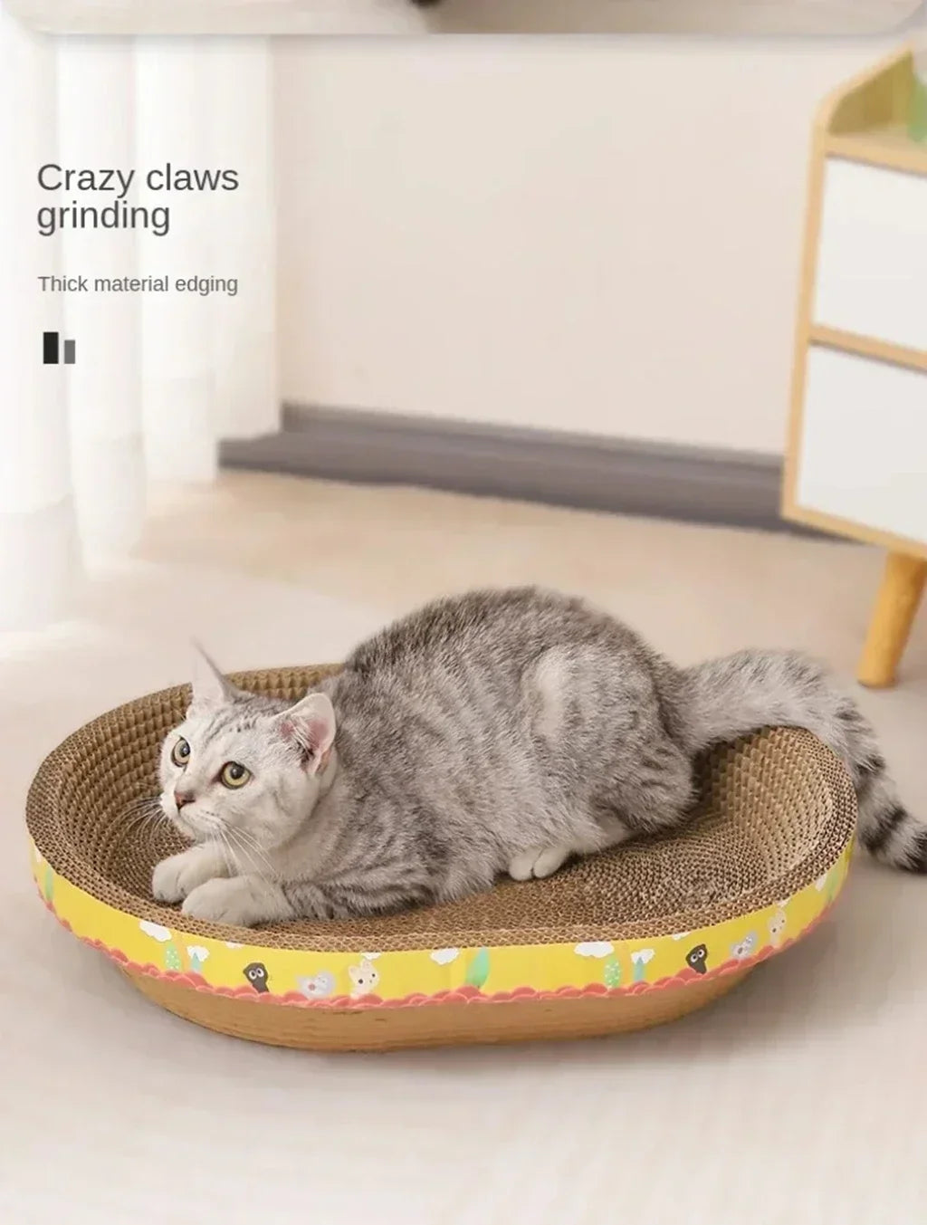 Placa de arranhar para gatos, proteção para móveis, brinquedos de garra, papel ondulado oval, resistente ao desgaste, ninho de gato, acessórios para gatos