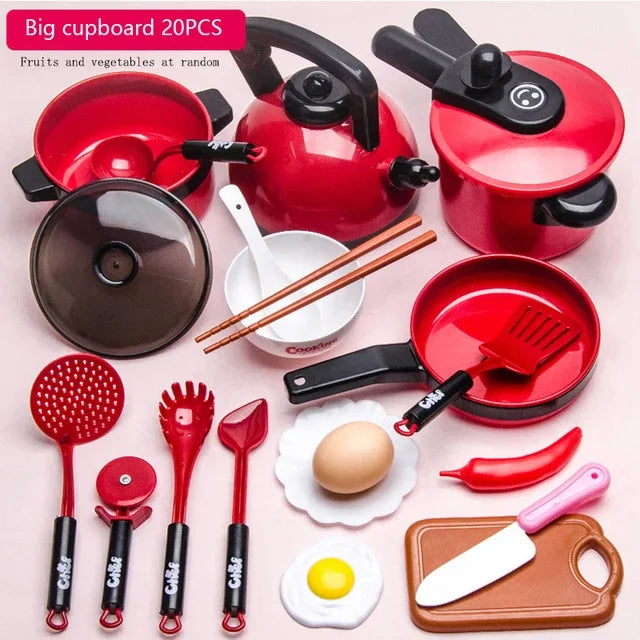 Conjunto de brinquedos de cozinha para crianças menina cozinhar bebê corte frutas cozinhar utensílios de cozinha simulação educação fingir jogar