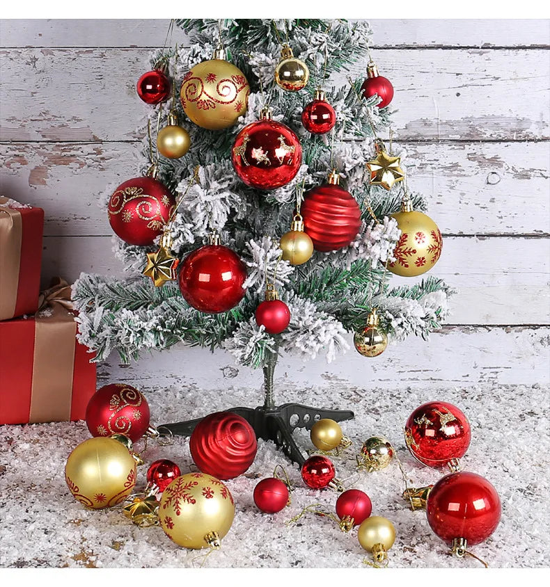 Bola de natal ornamento caixa de presente conjunto sortido azul branco floco de neve rena padrão design feriado festivo árvore pendurado decoração