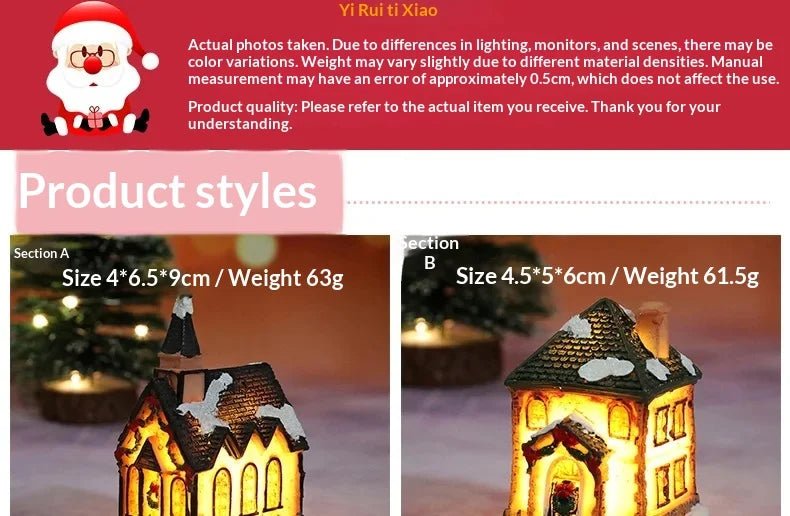 Natal led luz casa enfeites de árvore de natal led resina pequena vila casa natal brilho decoração presente feliz ano novo decorações dc05