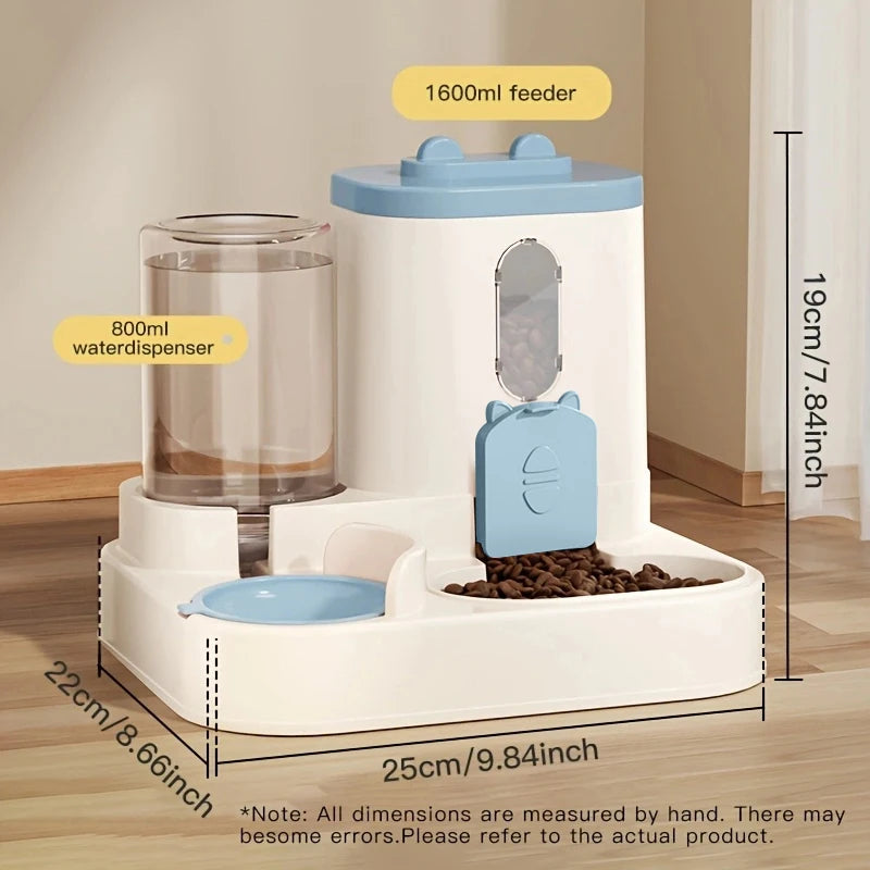 Comedouro de Grande Capacidade para Animais de Estimação com Dispensador Automático de Água Integrado, Tigela para Gatos, Tigela para Cães, Suprimentos para Animais de Estimação