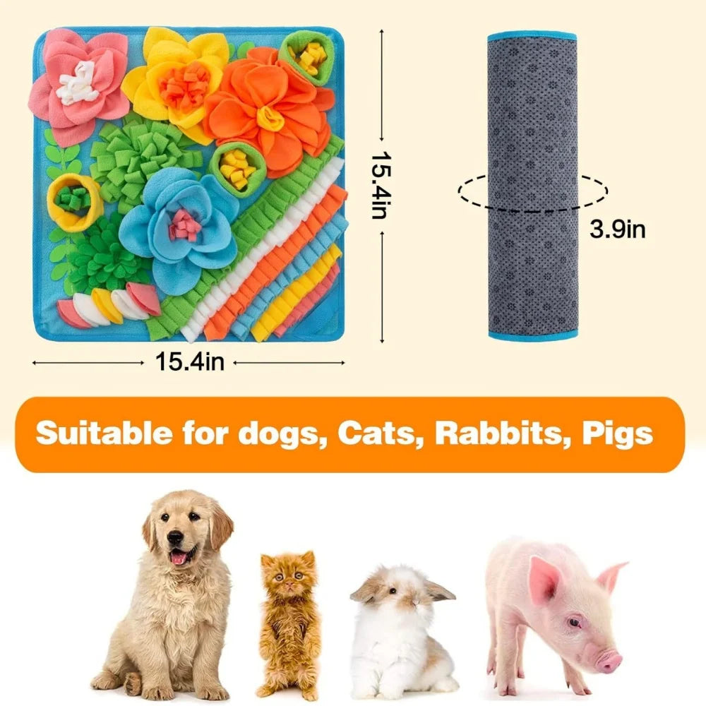 Tapete de Alimentação Lenta para Pets, Tapete de Treinamento Olfativo, Brinquedo Interativo com Design Floral Fofo, Suprimentos Divertidos para Alimentação de Pets