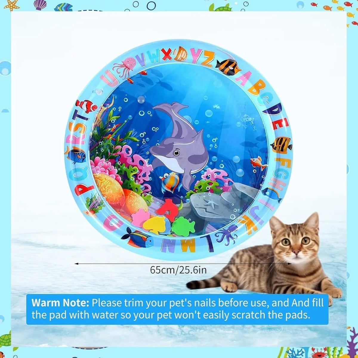 Tapete de jogo sensorial de água para animais de estimação, para gatos e cães, almofada de resfriamento espessada, brinquedo interativo para animais de estimação, verão, atividade interna