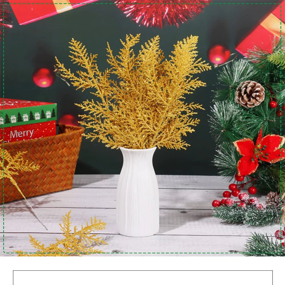 Decoração de natal glitter ramos bagas buquê de flores artificiais enfeites de árvore de natal para casa ano novo 2025 navidad