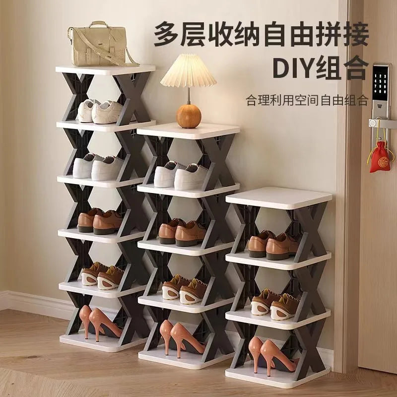 Sapateira Simples e Estreita de Várias Camadas para Entrada de Casa, Armazenamento Interno, Armário de Sapatos para Dormitório