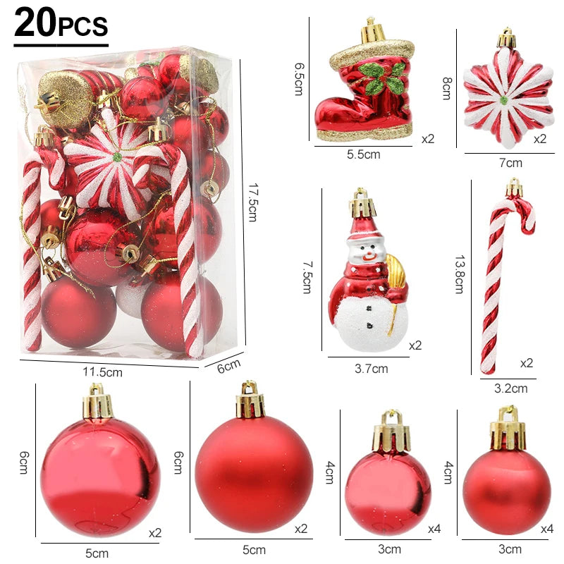 Bolas de Natal Vermelhas em Formato de Bengala Doce, Pingentes Grandes para Pendurar, Conjunto de Decorações de Natal para Casa 2026 Natal Ano Novo