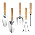 Conjunto Profissional de Ferramentas de Jardinagem com 5 Peças em Aço Inoxidável, Pá Ergonômica para Raízes, Rake para Vasos, Canteiros e Recipientes, Kit para Uso Externo