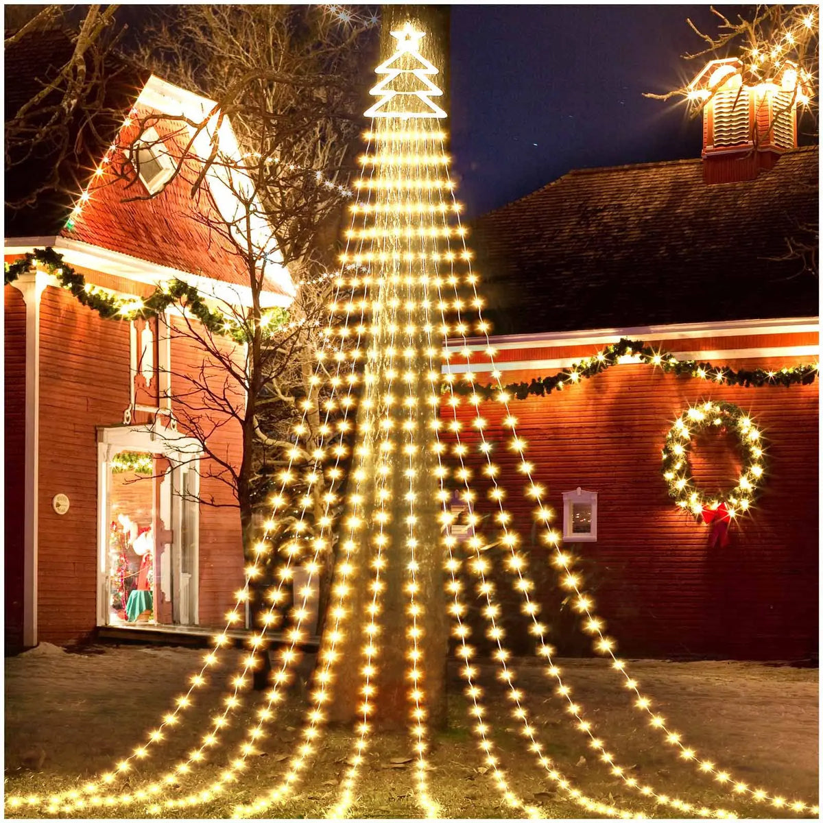 Luzes LED do ramo do Natal, ornamentos do jardim, guirlanda, lâmpadas da cachoeira, decoração exterior da casa, festa de casamento, 2m, 100Leds