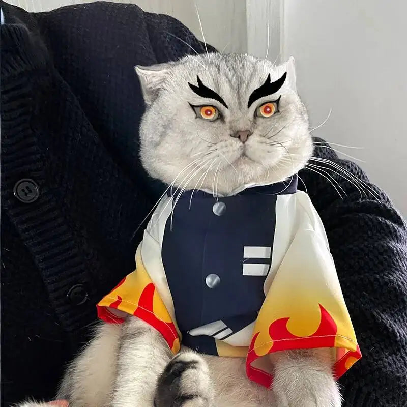 Fantasia de Halloween para Pets Rengoku Kyoujurou, Roupas para Gato e Cão da Equipe de Caça a Fantasmas