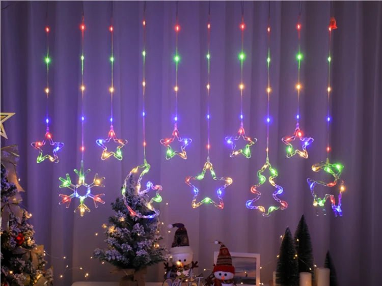 Cortina de Luzes de Natal, Luzes de Fada, 3M, Alimentação USB, Controle Remoto, 8 Modos, Decorações LED para Janelas de Casa