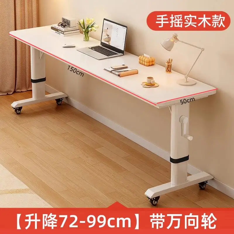 Mesa para laptop com cama ajustável e rodas |   Mesa de computador com rodinhas para móveis de quarto |   Mesa de madeira maciça com manivela manual