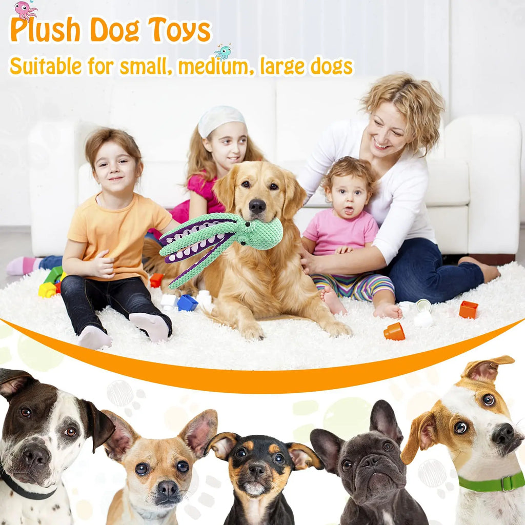 Brinquedo de Pelúcia Interativo para Cães, Polvo com Som e Tentáculos Crocantes, Brinquedo de Mastigar em Formato de Abacaxi com Apito e Som de Crocante, para Cães Pequenos e Médios