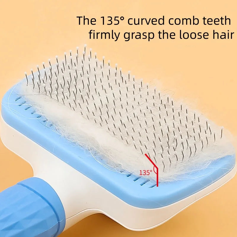 Escova Removedora de Pelos de Animais Autolimpante para Cães e Gatos, Pente de Tosa Eficiente para Desembaraçar Pelos Soltos para Cuidados Diários de Pets
