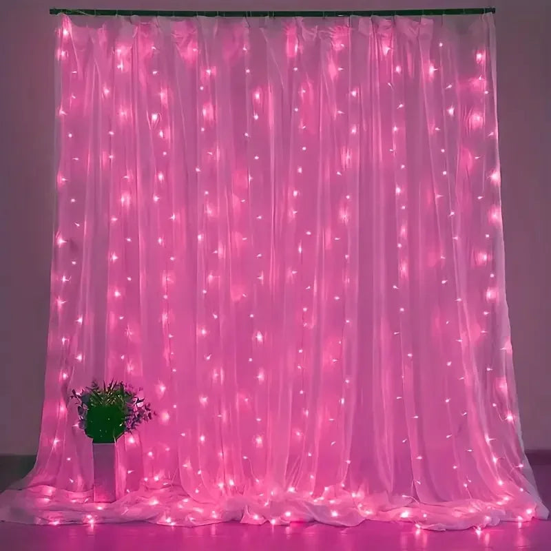 Luzes de fadas de natal guirlanda de casamento ao ar livre 8 modo led usb cortina luz corda festa decoração do feriado jardim luz navidad