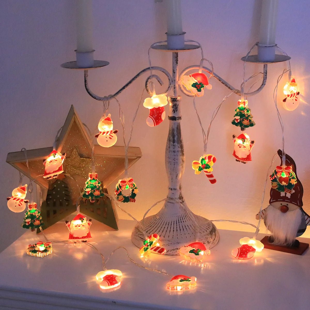 Luzes de Natal Esculpidas e Fofas para o Inverno, Luzes de Fada com Múltiplos Tipos de Elementos, Lâmpada Inovadora para Decoração de Cabana no Ano Novo - Kasa & Pet