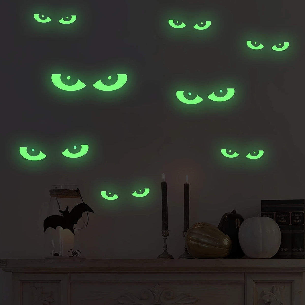 Halloween luminoso adesivos de parede brilho escuro decoração do dia das bruxas criativo esculpido fluorescente festival horror decoração para casa