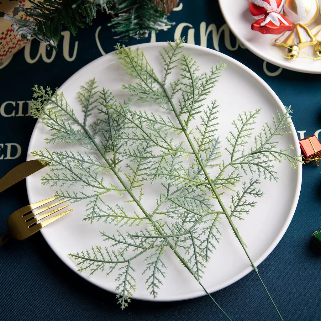 Artificial Pine Branches Simulação, Planta verde, Folhas falsas, Natal, Ano Novo, Decoração do lar