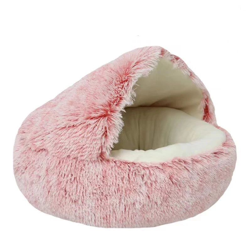 Cama macia quente do animal de estimação do luxuoso com tampa, ninho redondo do sono, caverna para cães pequenos, colchão do gato, gatinho