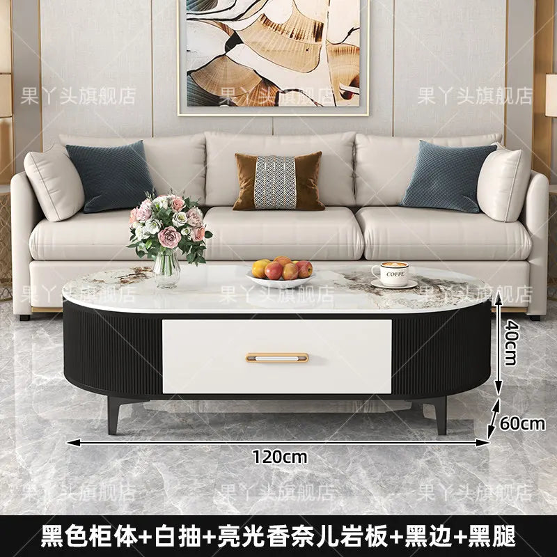 Mesa de Jantar, Mesa de Centro para Escrita e Café, Gavetas Móveis, Mesa Lateral de Luxo com Armazenamento para Sala de Estar, Mesa Auxiliar Moderna, Móveis Modernos