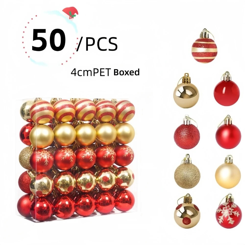 1 conjunto de 50 peças pingentes de bola de natal coloridos de 4cm