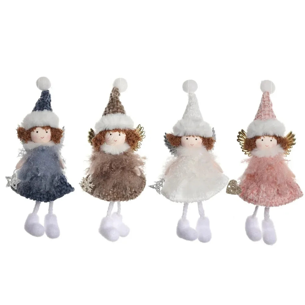 Natal Pendurado Malha Sequin Saia, Anjo Xmas Árvore Pingente Enfeites, Decoração de Casa, Noel, Presentes, 2022