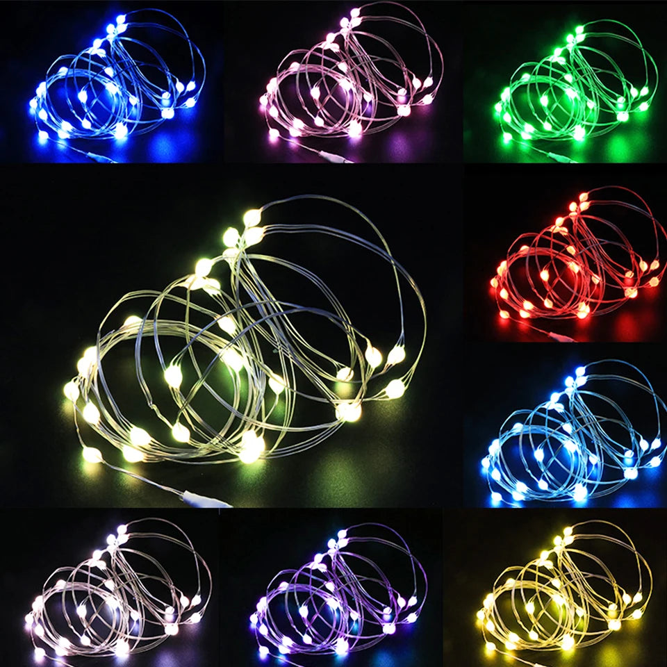 1 pçs 1m 2 3m 5m fio de cobre led luzes da corda iluminação do feriado guirlanda de fadas para a árvore de natal festa de casamento decoração natal