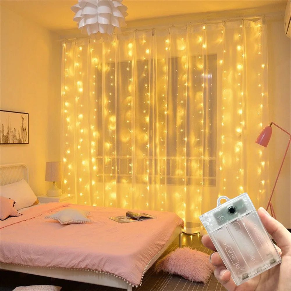 Luzes de Natal LED, Cortina de Luzes de Fada, Alimentadas por Bateria, 8 Modos, Decoração de Natal para Casa, Feriados, Ano Novo 2027, Lâmpada - Kasa & Pet
