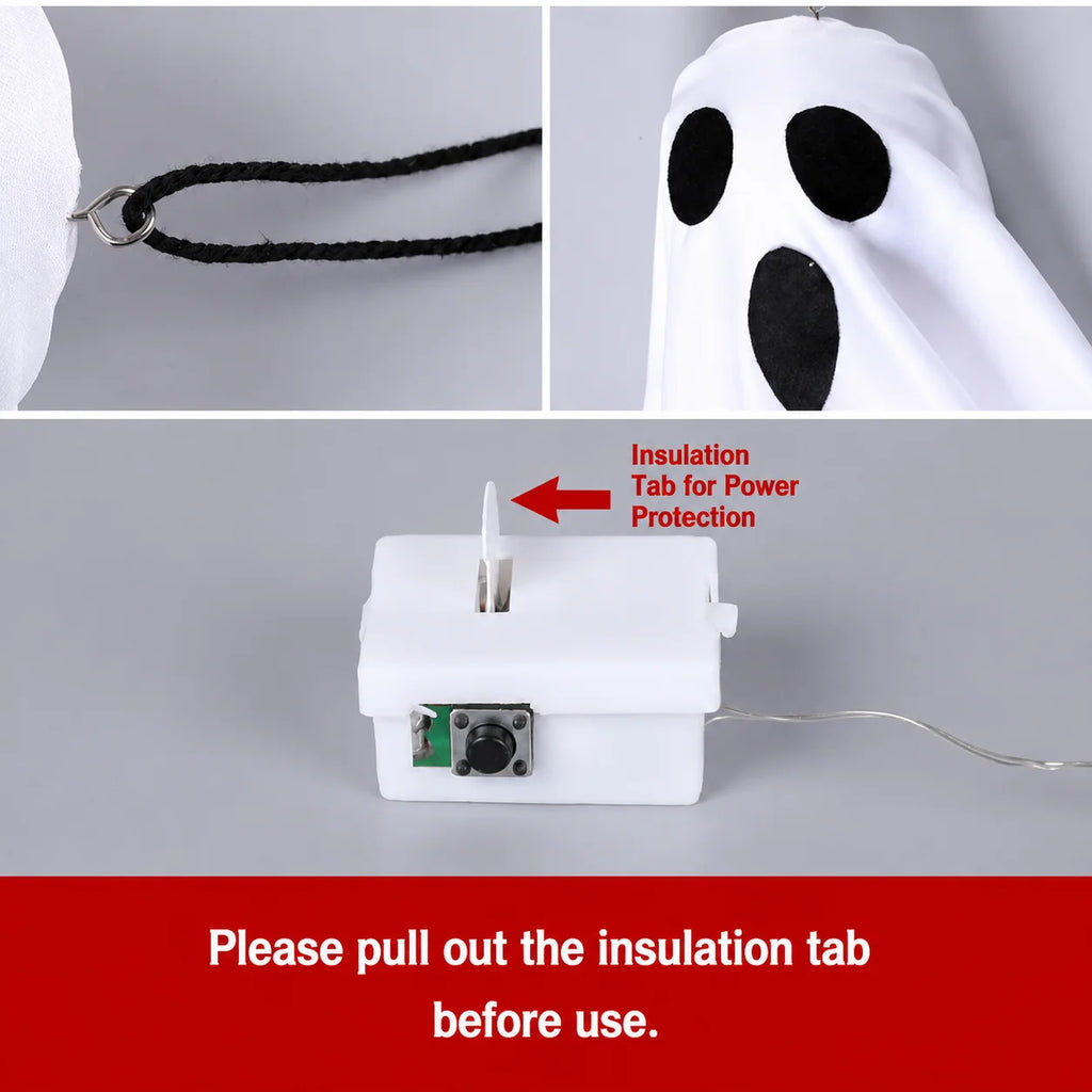 Decoração de Halloween com Fantasma Luminoso LED para Casa, Interior e Exterior, Casa Assombrada, Bar, Adereços de Terror Suspensos, Decoração de Fantasma com Luzes