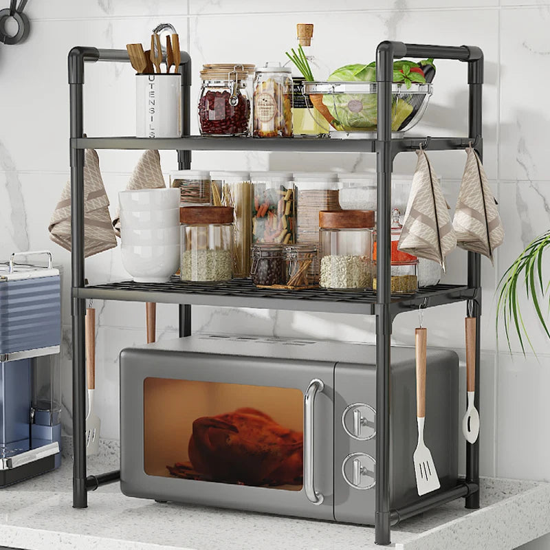Prateleira para guardar o micro-ondas na bancada da cozinha, prateleira de vários níveis para guardar temperos, utilizada para guardar utensílios de cozinha na bancada.