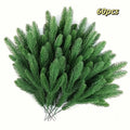 Seleção de 60 Árvores de Pinheiro Artificiais, com Ramos de Pinheiro Verde de Plástico para Decoração de Natal DIY, Plantas de Mesa para o Inverno