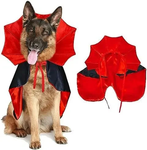 Fantasia de Vampiro para Animais de Estimação para o Halloween - Capa Confortável de Nylon com Fecho de Tira, Adequada para Cães e Gatos de Pequeno e Médio Porte