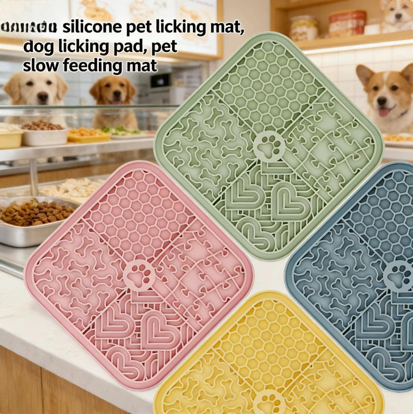 Tapete de Silicone para Lamber para Cães e Gatos, Almofada de Alimentação Lenta, Alívio da Ansiedade, Banho e Higiene, Suprimentos para Animais de Estimação