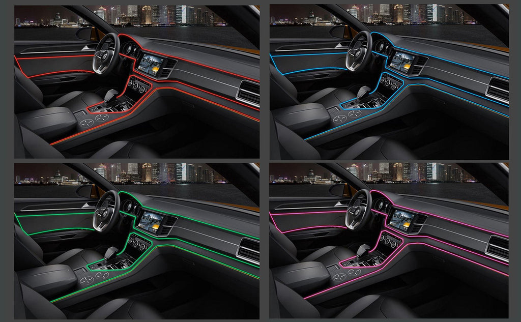 Carro Interior LED Strip Light, Neon EL Fiação, Lâmpada Decorativa para Auto, Luz Ambiente Flexível, Diodo de Festa Atmosfera, USB, 5m
