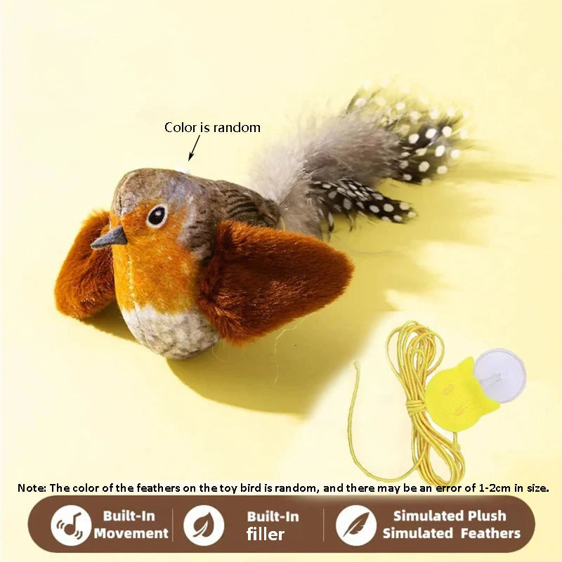 Brinquedo para Gato que Imita o Som de Pássaro para Divertir o Gato, Corda Elástica para Aliviar o Tédio e Resistir a Arranhões e Mordidas