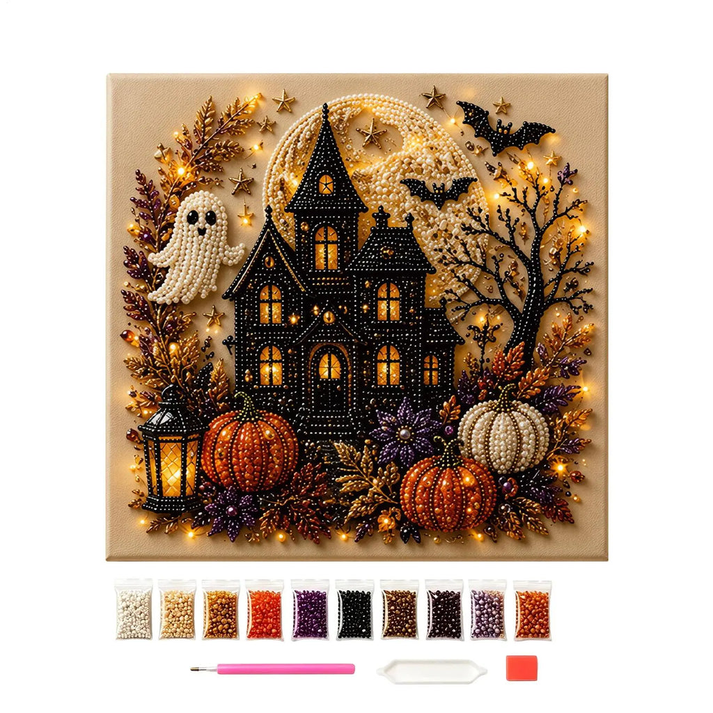 Kit de Arte com Pérolas para Halloween, Artesanato Assustador Ideal para Iniciantes, Lembranças de Festa, Decoração DIY de Fantasmas para Casa, Escritório, Sala de Estar, Estúdio e Festa