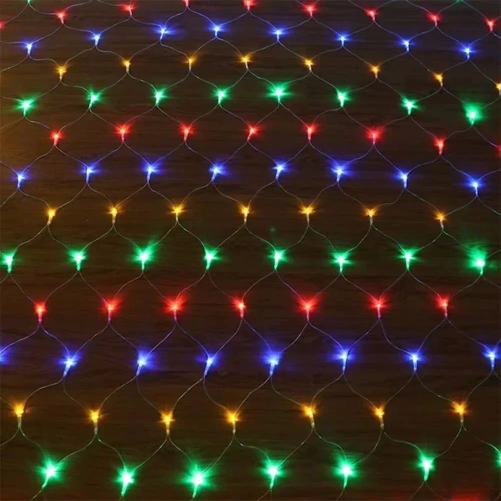 Decorações de natal lâmpada led rede de pesca luz ao ar livre à prova dwaterproof água rua árvore decoração luz festival casamento malha luz