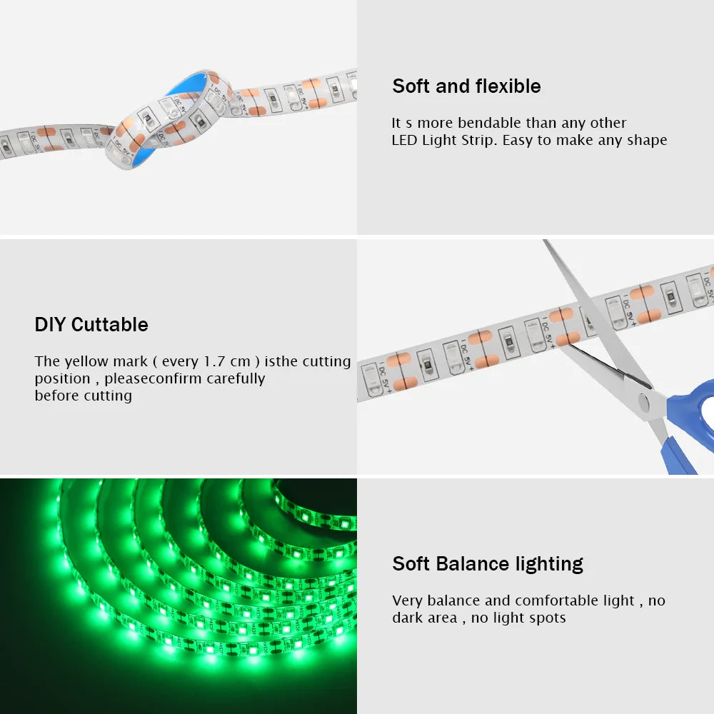 5v 2835 luz de tira led usb 60leds/m fita flexível led com interruptor branco quente à prova dwaterproof água luzes led para decoração do quarto