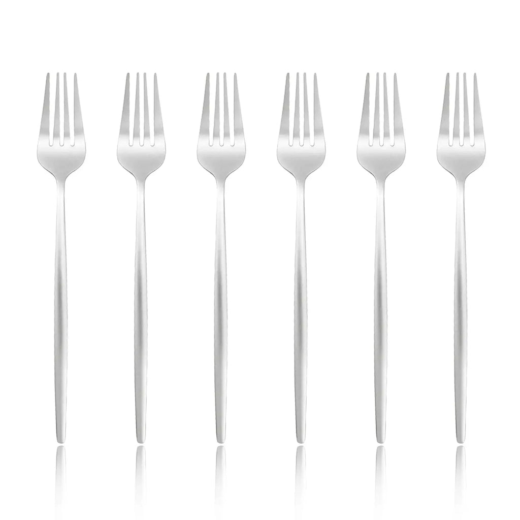 6 pçs silvere/dourado talheres 8.2 Polegada aço inoxidável jantar garfo acampamento conjunto de louça utensílios de mesa comer