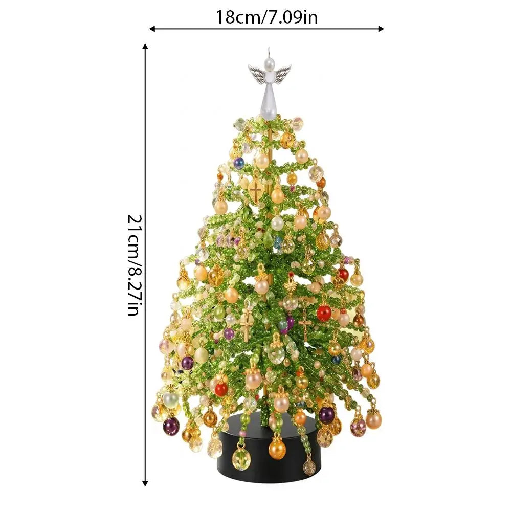 Kit de Árvore de Natal de Contas DIY, Ornamento Festivo de Mesa com Luzes LED, Contas Multicoloridas, Decoração de Férias Fácil de Montar
