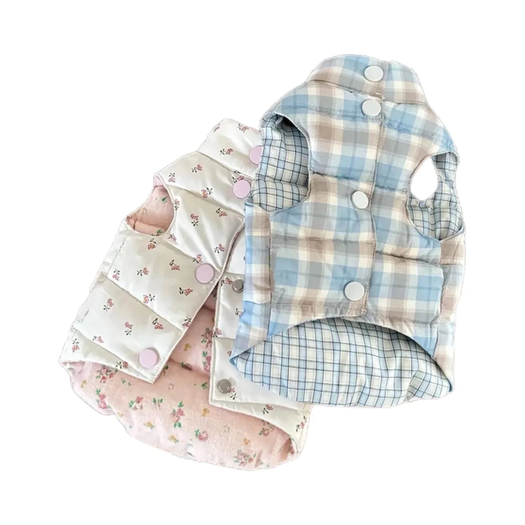 Outono e inverno animal de estimação grosso colete floral manter quente gato inverno xadrez casaco filhote de cachorro roupas para cães pequenos