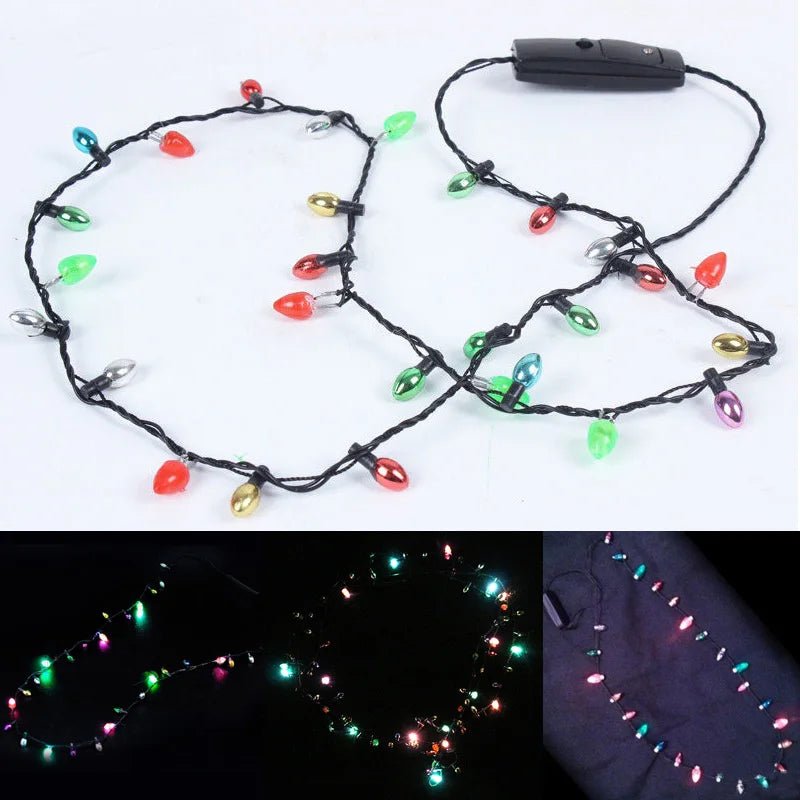 Colar de luzes LEDs de Natal com 8 luzes Bulbos de Natal Flash String Luzes de brilho Colar String Festival Decoração