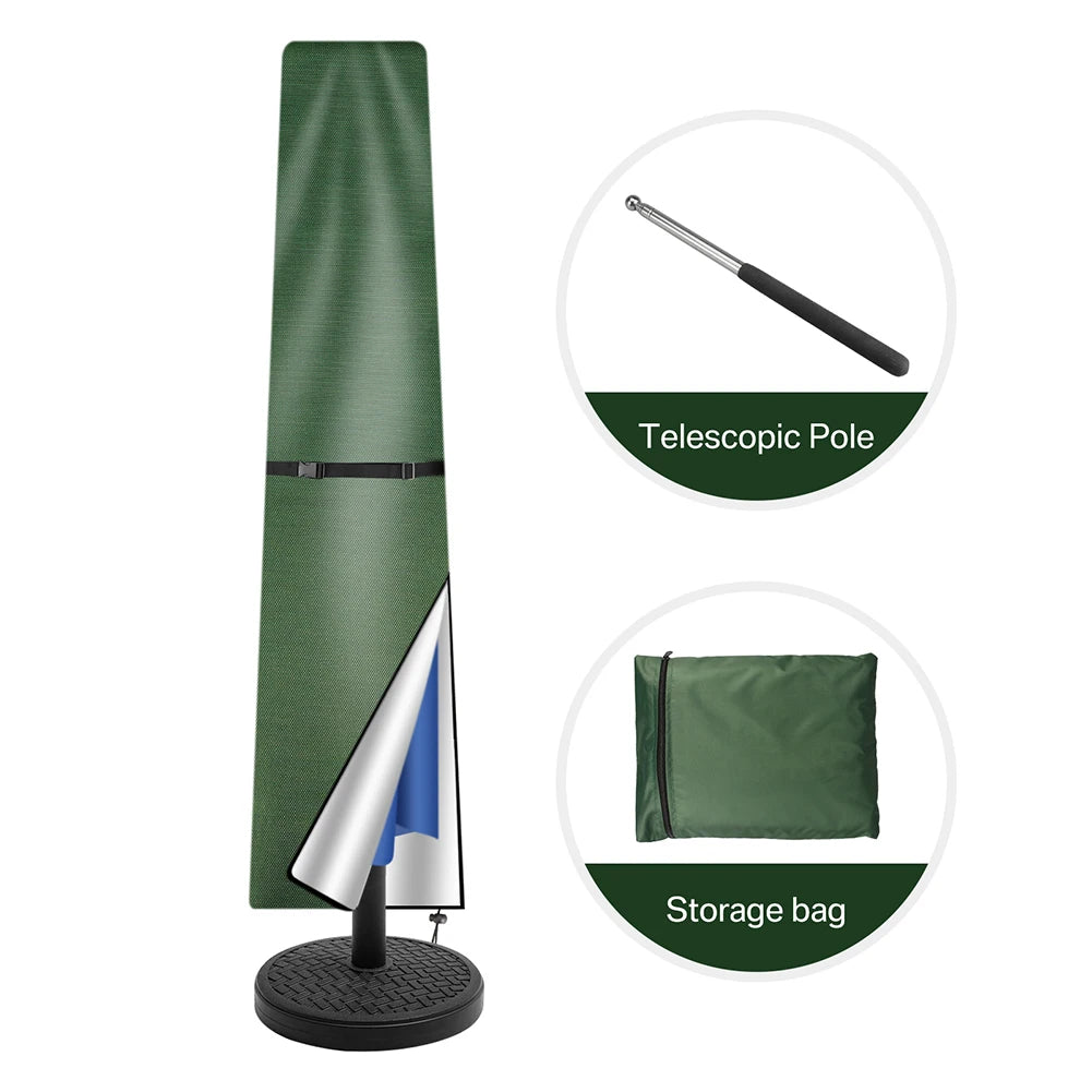 210d capa de guarda-sol reta à prova dwaterproof água capa protetora com zip à prova de intempéries uv-anti vento jardim guarda-chuva capa