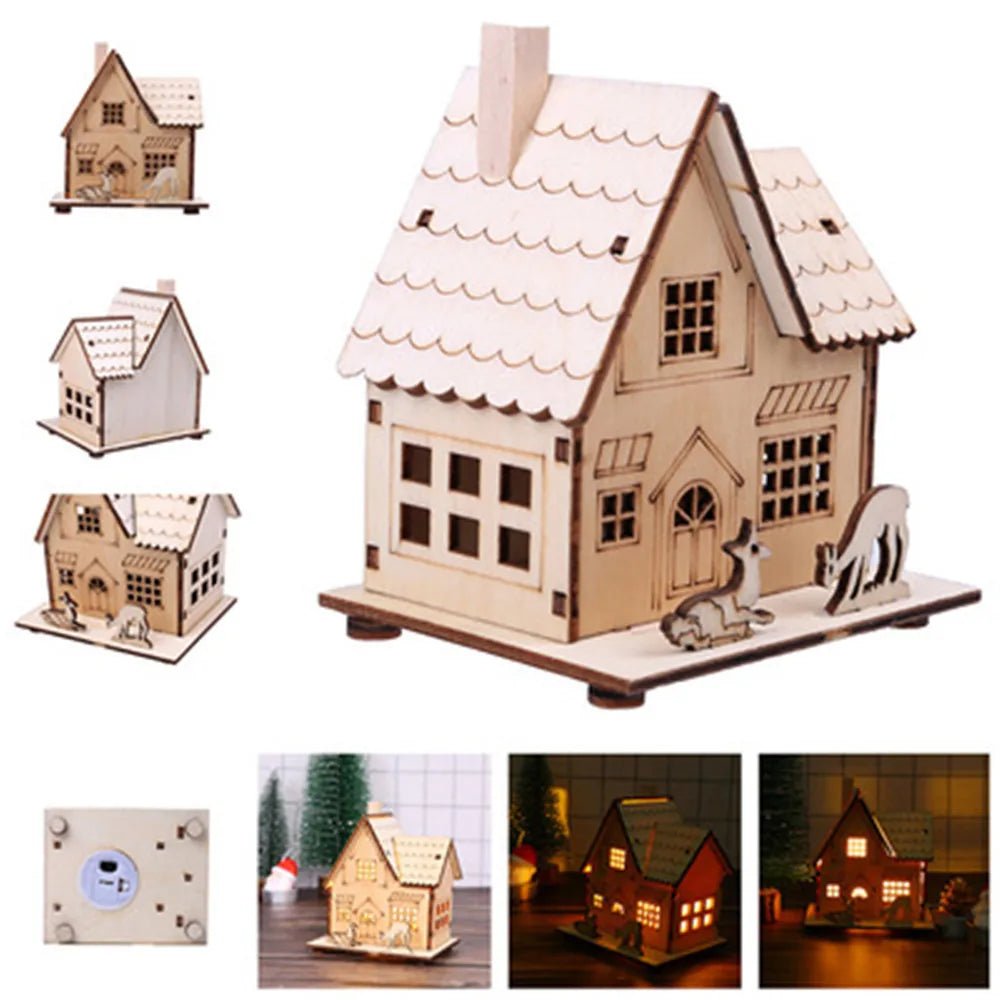 Decorações de natal natal led luz casa de madeira luminosa cabine mesa ornamentos noite lâmpada para casa ano novo crianças presentes