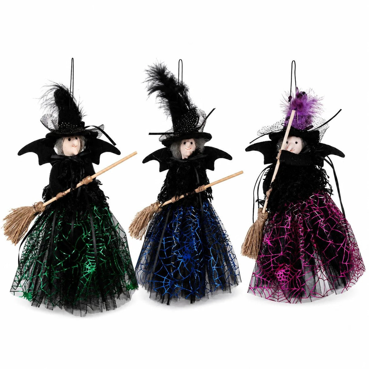 Enfeites de Bruxa de Halloween para Pendurar com Vassoura, Perfeitos para Festa de Halloween e Decoração de Casa Assombrada, Decoração Festiva para o Lar - Kasa & Pet